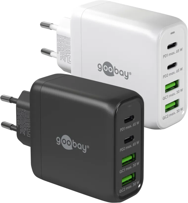 68 W USB-C PD GaN Multiport-Schnellladegerät schwarz