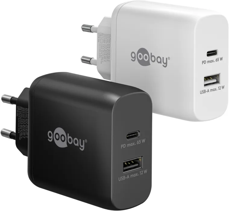 65 W USB-C PD GaN Dual-Schnellladegerät schwarz