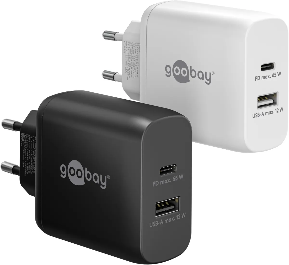 65 W USB-C PD GaN Dual-Schnellladegerät weiß