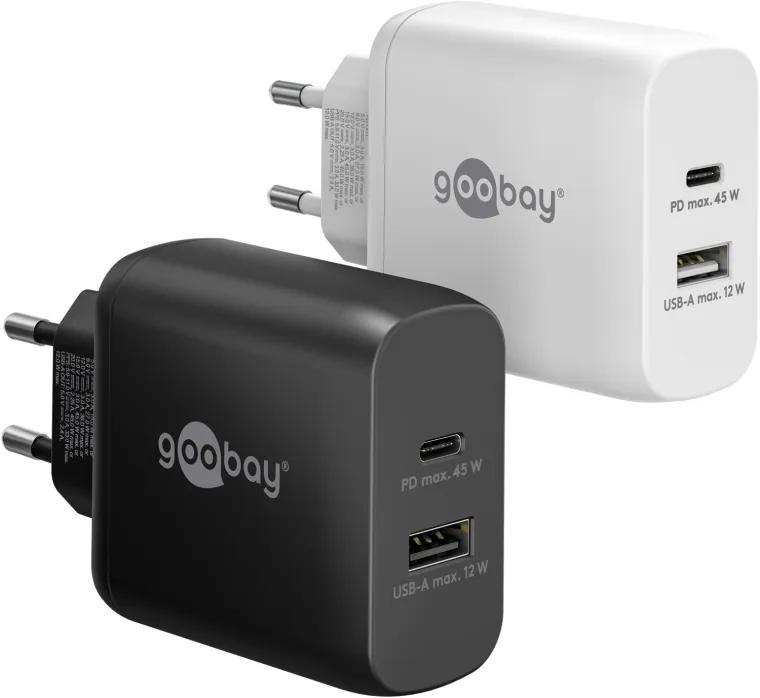45 W USB-C PD GaN Dual-Schnellladegerät schwarz