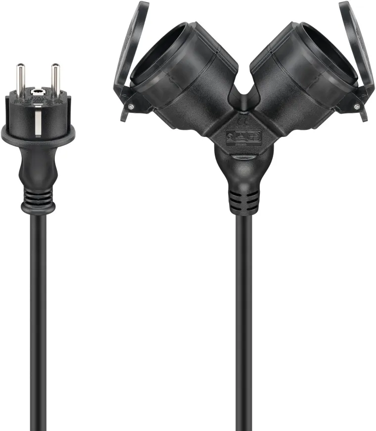 Doppel-Verlängerungskabel Outdoor, 25 m, schwarz, (3*1,5 mm²)