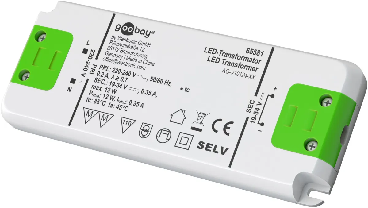 LED-Konstantstrom-Trafo 350 mA, 12 W, superflach