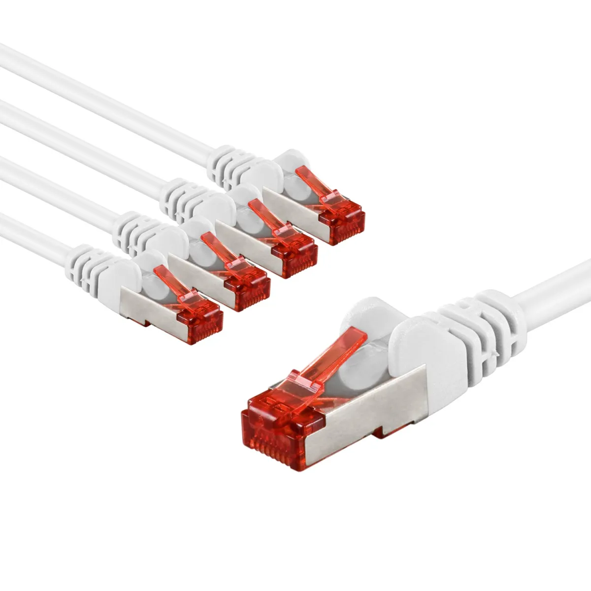 CAT 6 Patchkabel, S/FTP (PiMF), 1 m, weiß, 5er-Set