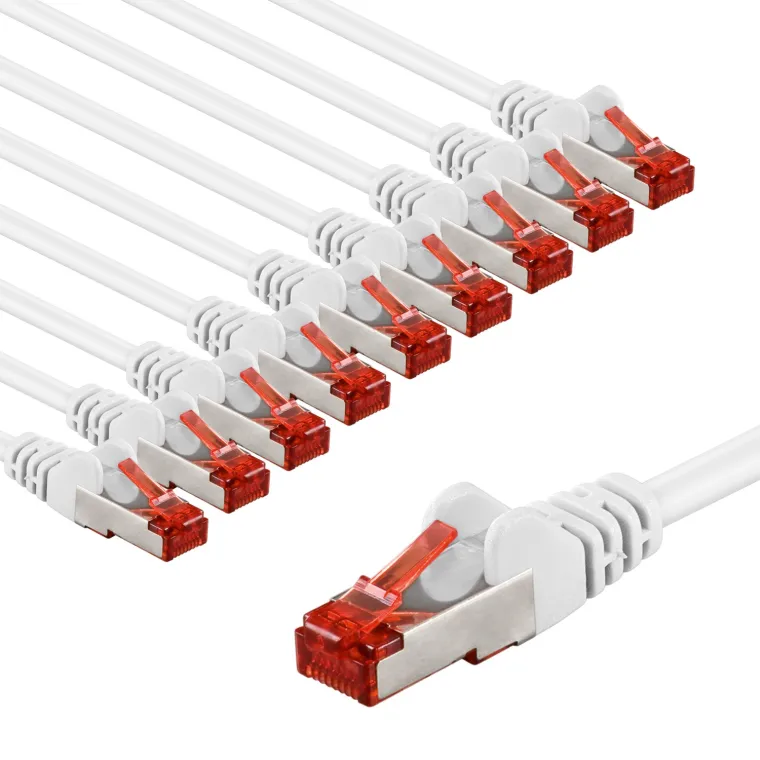 CAT 6 Patchkabel, S/FTP (PiMF), 1 m, weiß, 10er-Set