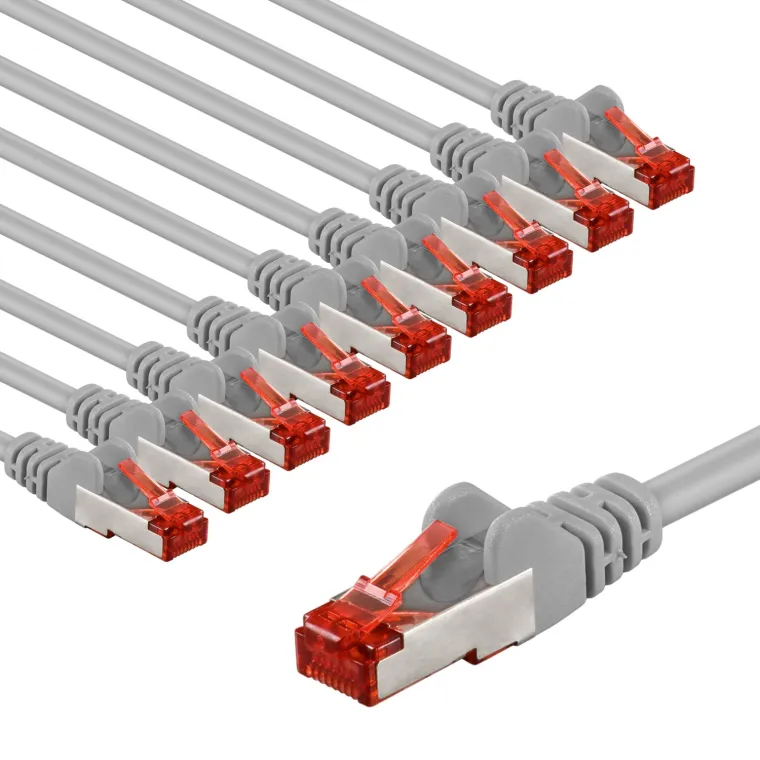 CAT 6 Patchkabel, S/FTP (PiMF), 3 m, grau, 10er-Set