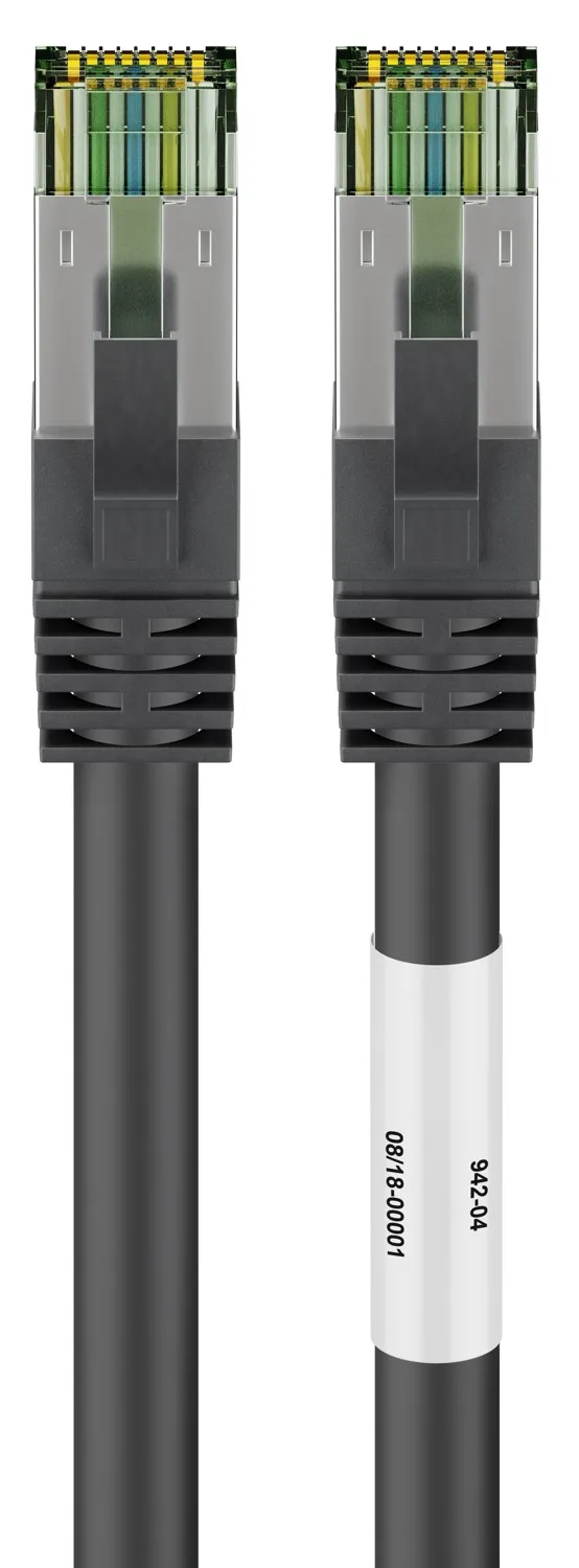 RJ45 (CAT 6A, 500 MHz) Patchkabel mit CAT 8.1 S/FTP Rohkabel, schwarz