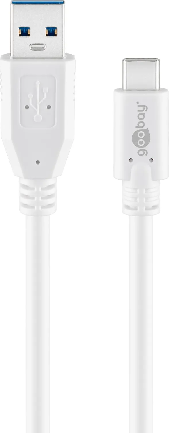 USB-C-auf-USB-A-Kabel, 0,5 m, weiß