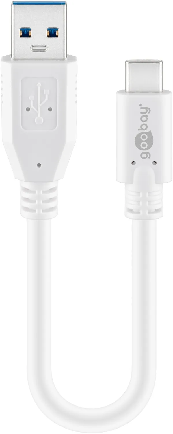 USB-C-auf-USB-A-Kabel, 0,2 m, weiß
