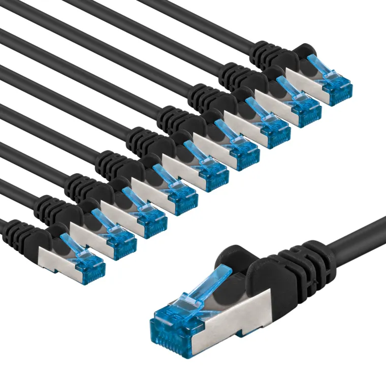 CAT 6 A Patchkabel, S/FTP (PiMF), 3 m, schwarz, 10er-Set
