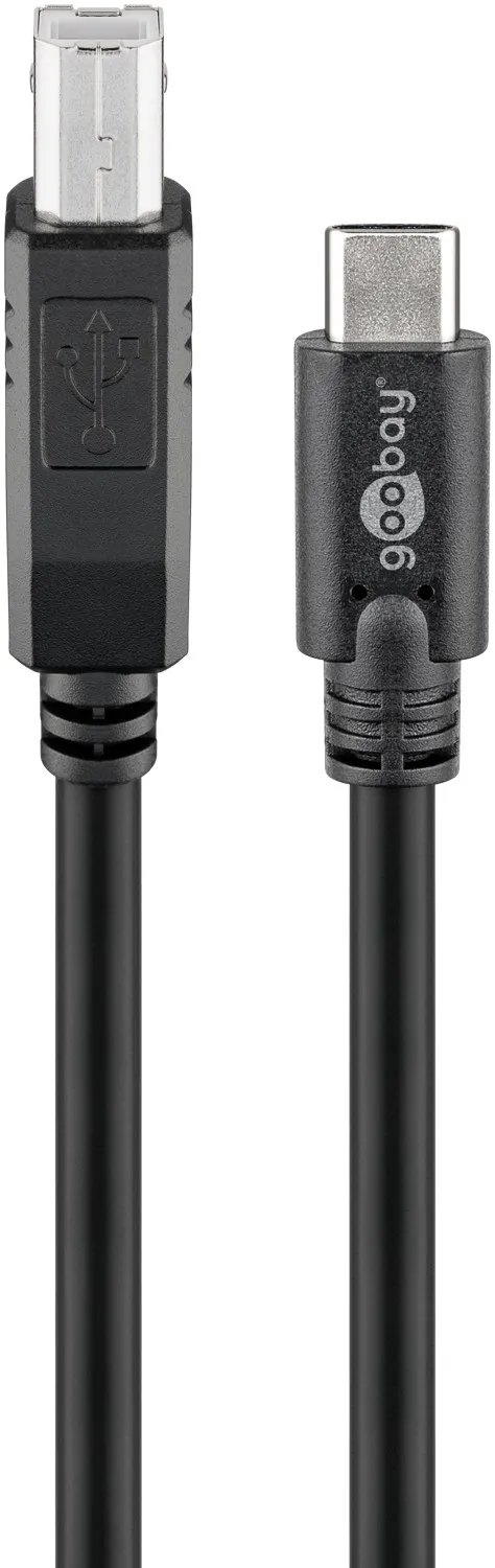 USB-C-auf-USB-B-Kabel, 1 m, schwarz