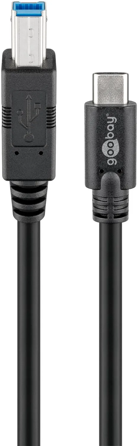 USB-C-auf-USB-B-Kabel, 1 m, schwarz