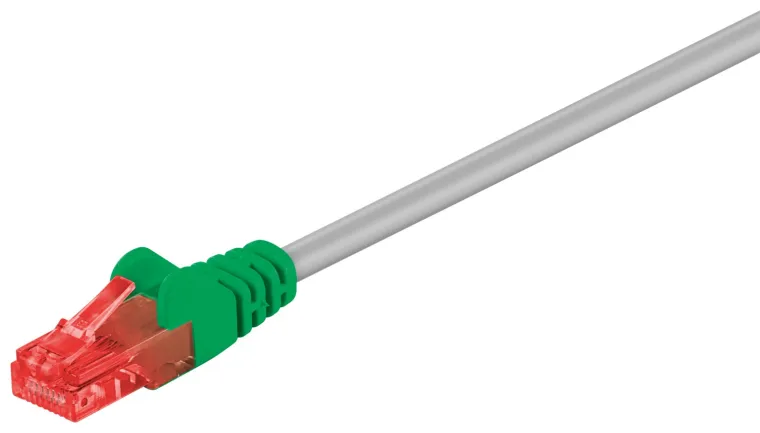 CAT 6 Crossover-Patchkabel, U/UTP, grau, grün