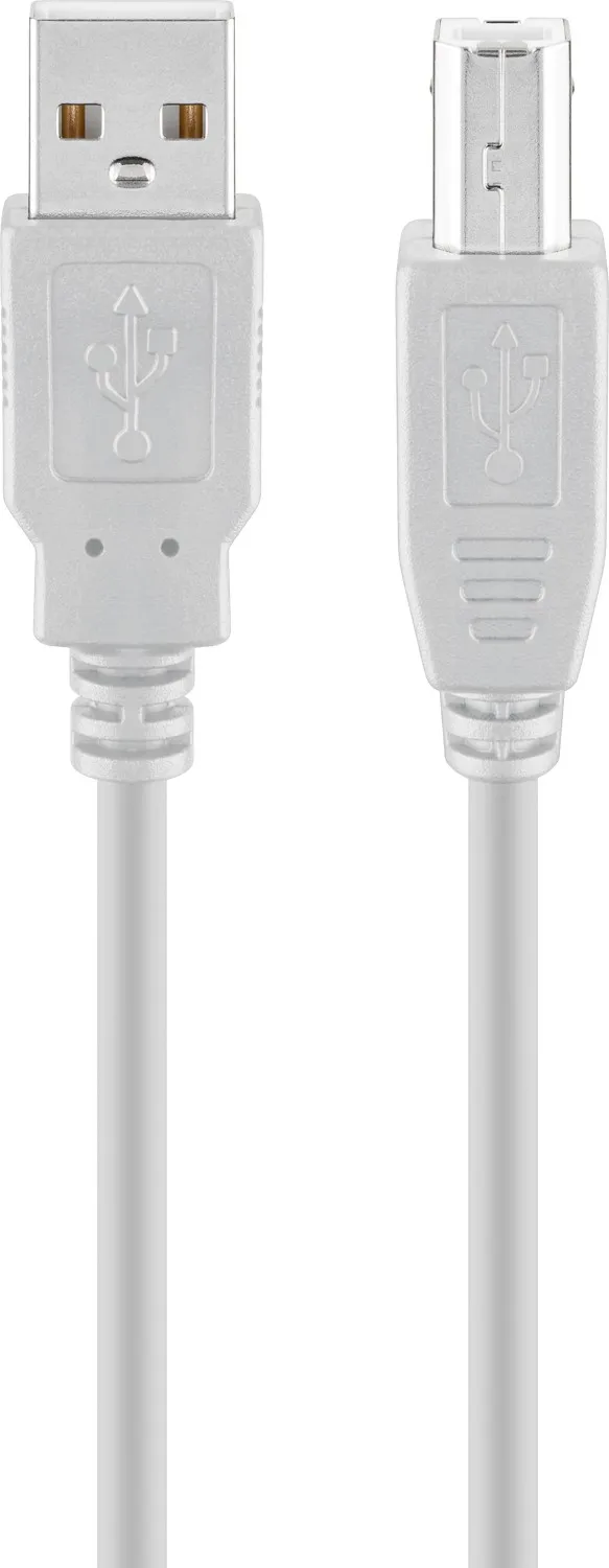 USB-A-auf-USB-B-Kabel, 1,8 m, grau