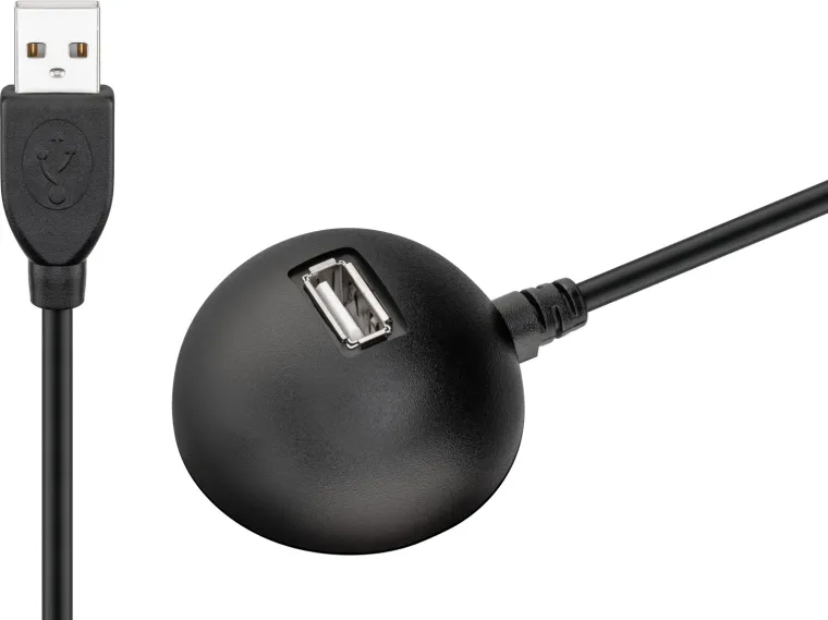 USB-A-Verlängerung mit Standfuß, 1,5 m, schwarz