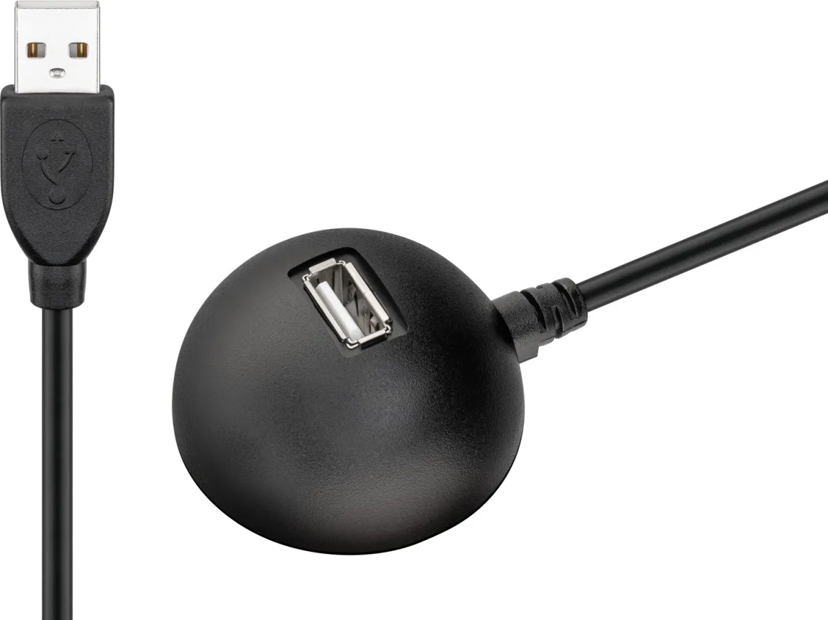 USB-A-Verlängerung mit Standfuß, 1,5 m, schwarz