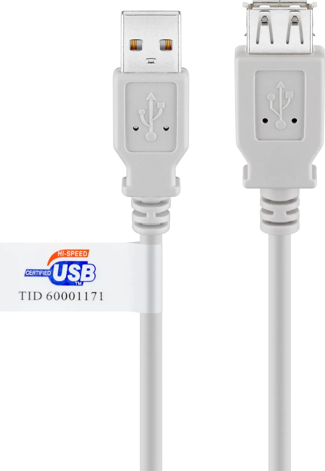 USB-A-Verlängerung, zertifiziert, 3 m, grau