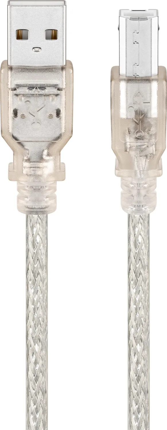 USB-A-auf-USB-B-Kabel, 1,8 m, transparent