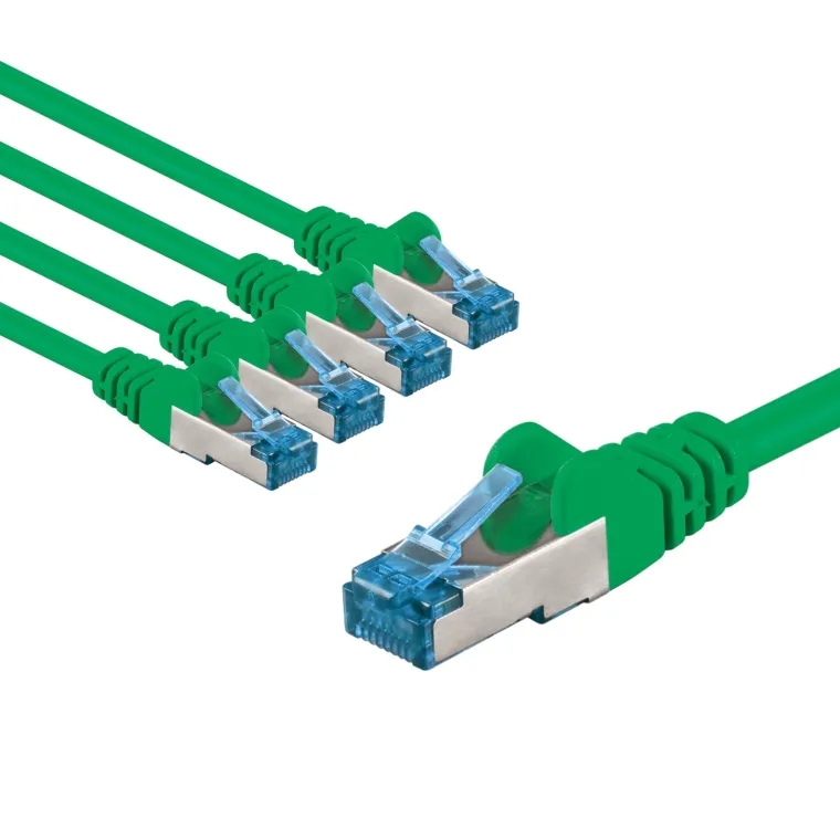 CAT 6 A Patchkabel, S/FTP (PiMF), 3 m, grün, 5er-Set