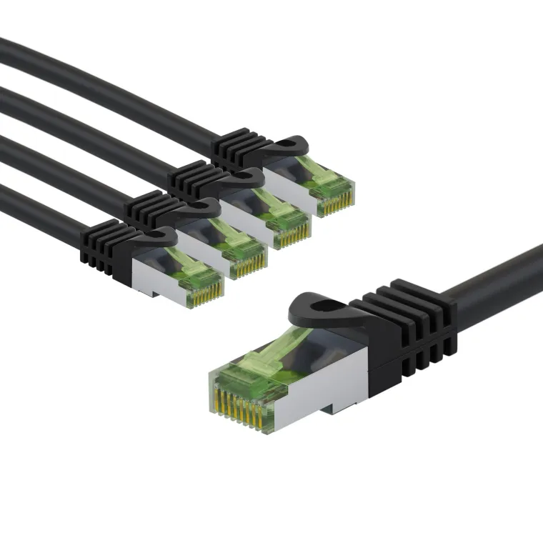 GHMT-zertifiziertes CAT 8.1 Patchkabel, S/FTP (PiMF), 5 m, grau, 5er-Set
