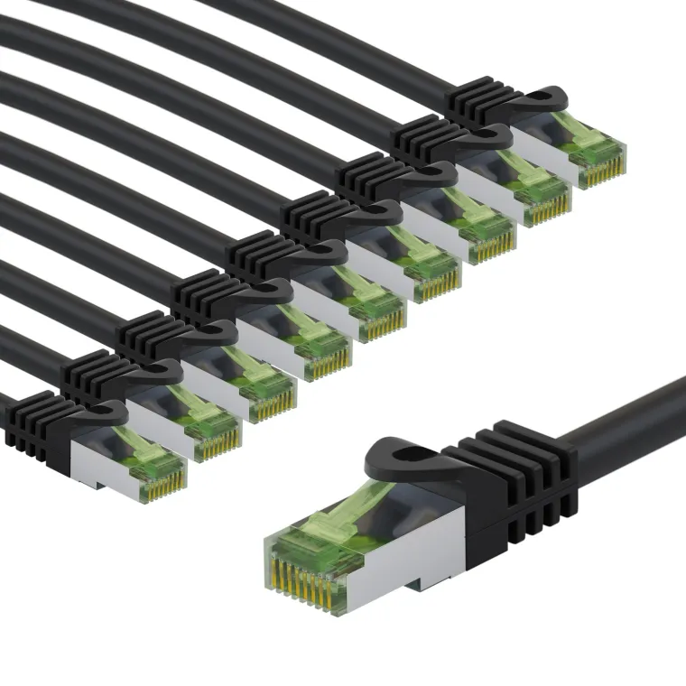 GHMT-zertifiziertes CAT 8.1 Patchkabel, S/FTP (PiMF), 3 m, grau, 10er-Set
