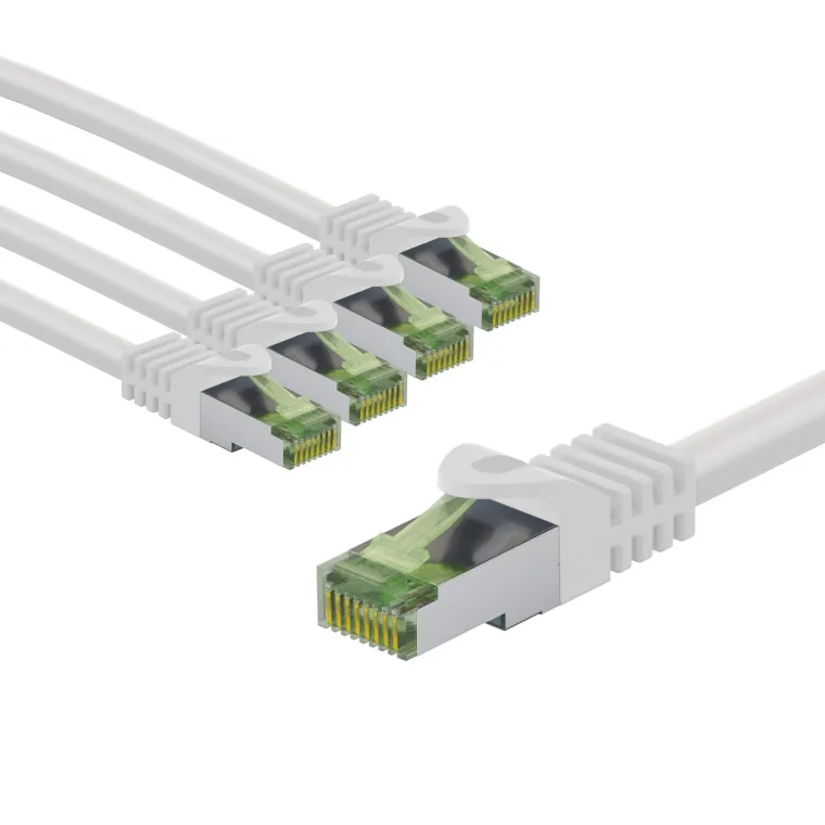 GHMT-zertifiziertes CAT 8.1 Patchkabel, S/FTP (PiMF), 5 m, weiß, 5er-Set