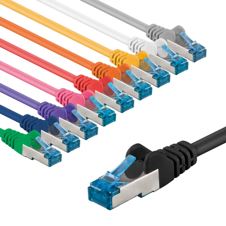CAT 6 A Patchkabel, S/FTP (PiMF), 3 m, Set in 10 Farben