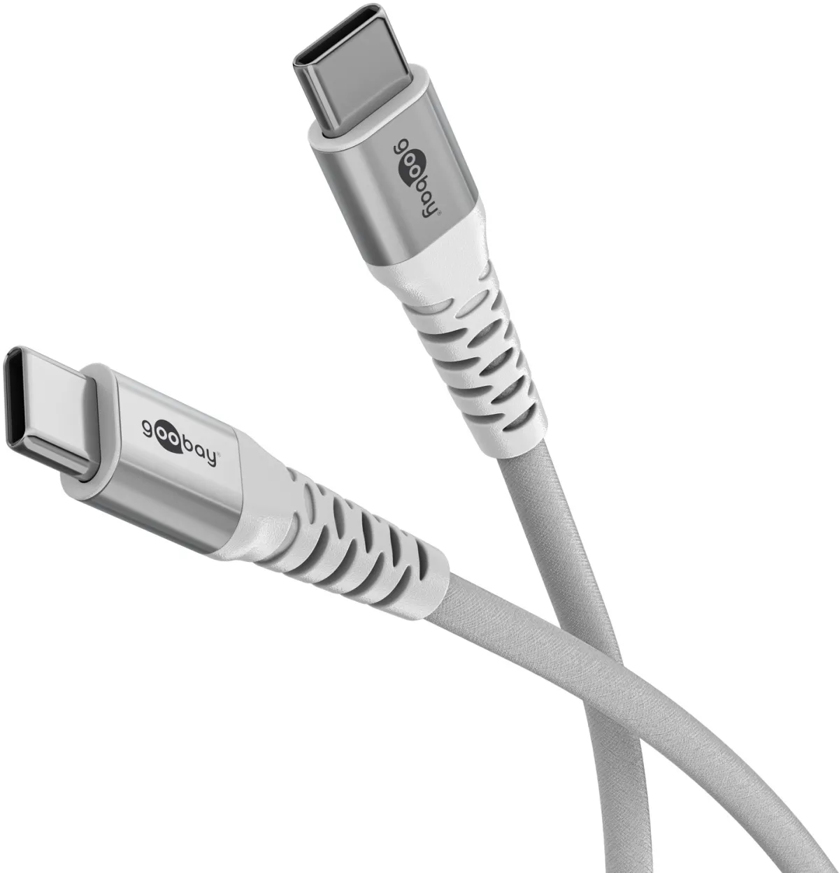 USB-C Supersoftes Textilkabel mit Metallsteckern, 0,5 m, weiß