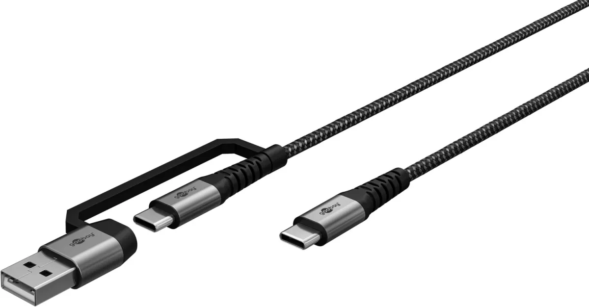 2in1 USB-Textilkabel, spacegrau/silber, 3 m