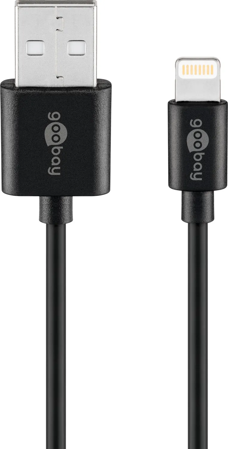 Lightning USB Lade- und Synchronisationskabel, 2 m, schwarz