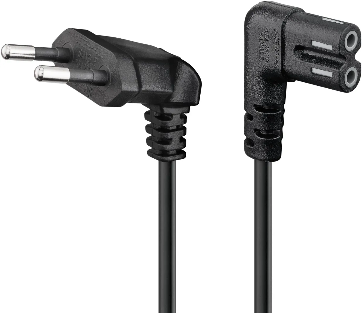 Anschlusskabel mit Eurostecker für Sonos-Lautsprecher, 90°, 2 m, schwarz, (2*0,75 mm²)