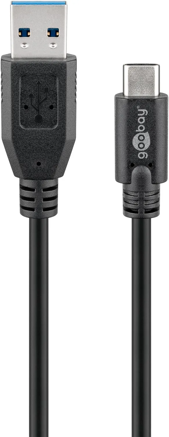 USB-C-auf-USB-A-Kabel, 3 m, schwarz