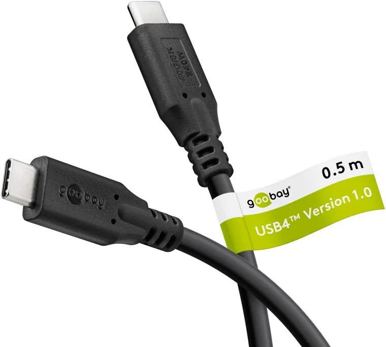 USB-C-Kabel, USB4, 0,5 m, schwarz