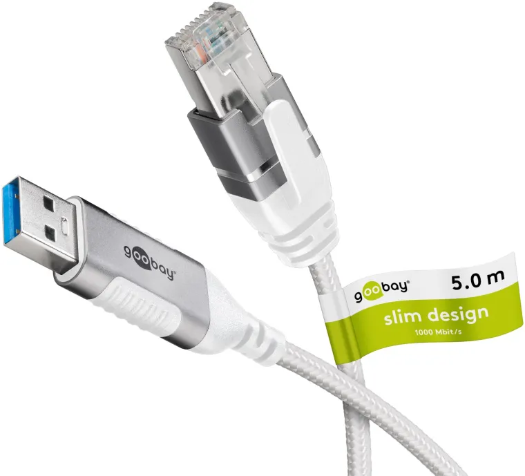 Ethernet-Kabel USB-A 3.0 auf RJ45, Slim, 5 m