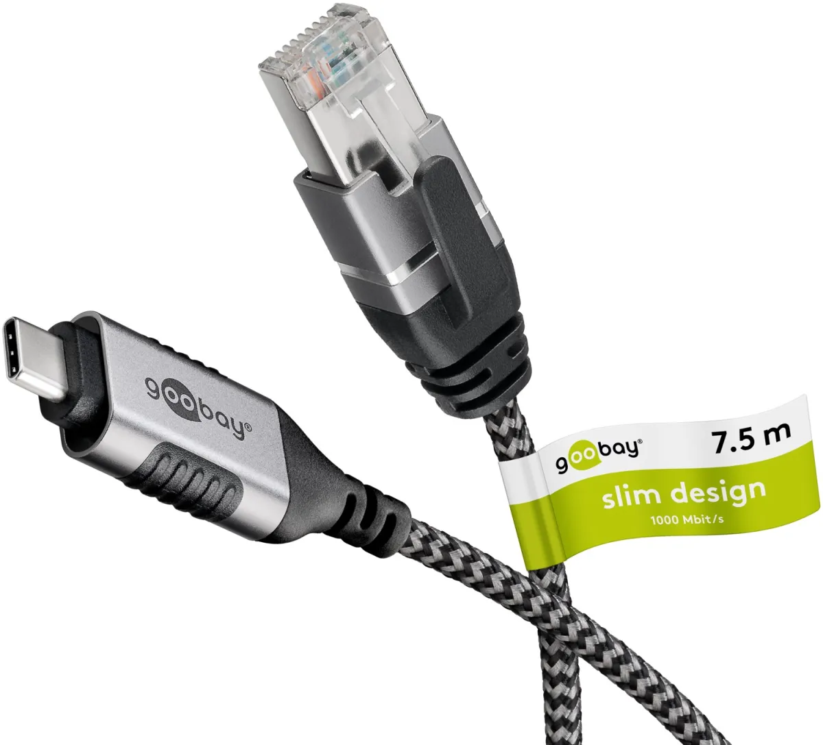 Ethernet-Kabel USB-C 3.1 auf RJ45, Slim, 7,5 m
