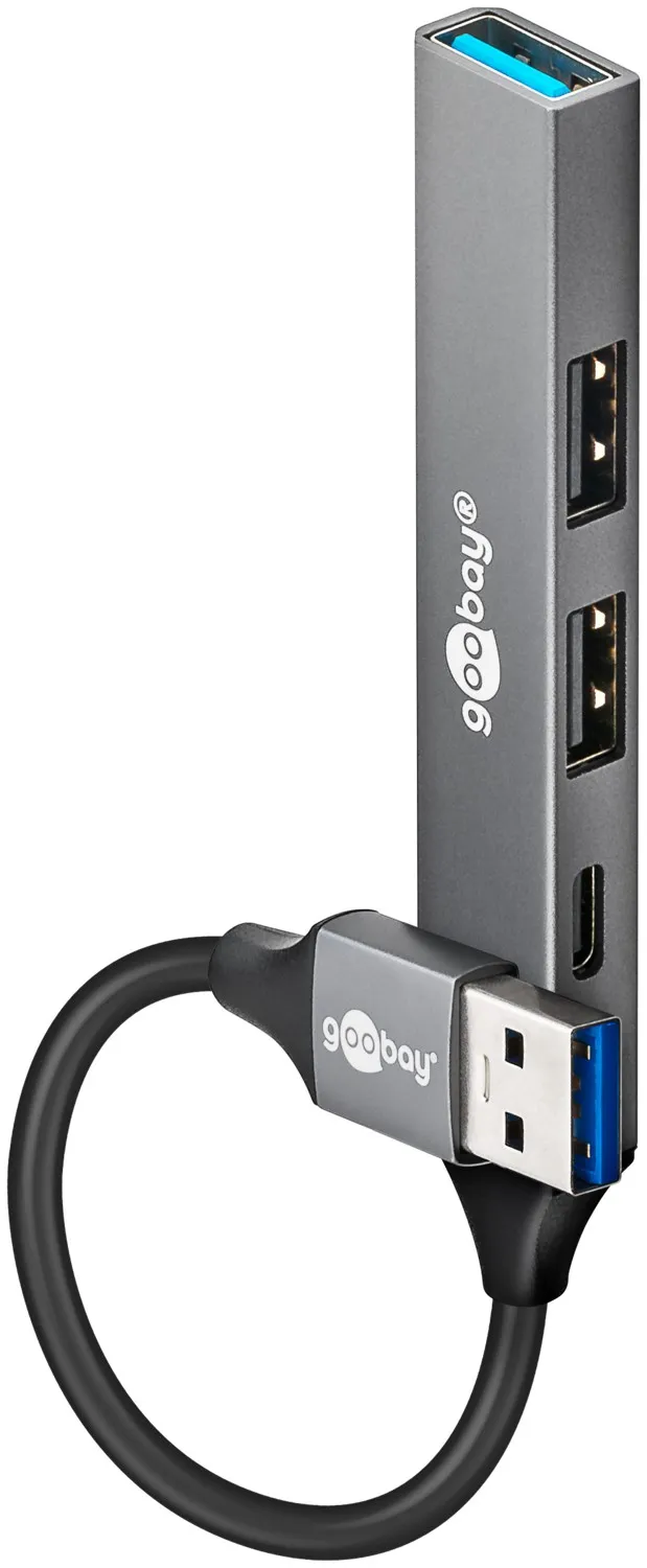 Slim 4-Port USB-Hub, USB-A auf USB-C/USB-A, 5 Gbit/s