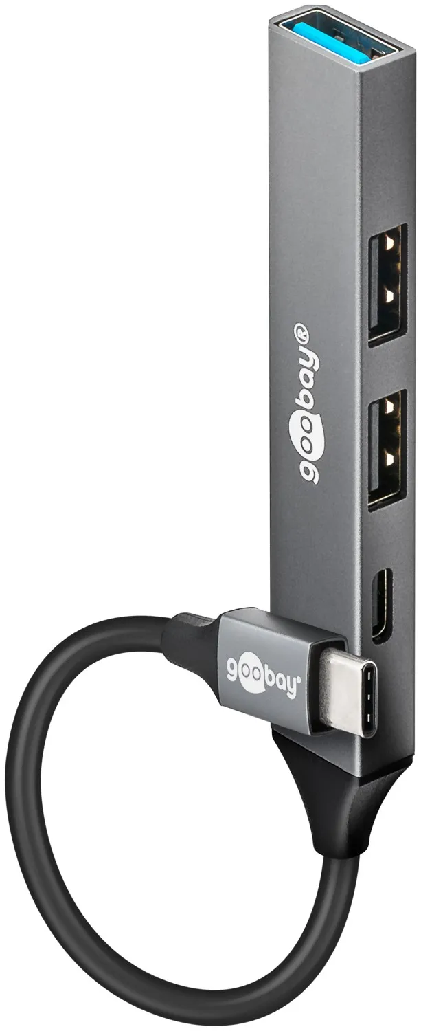 Slim 4-Port USB-Hub, USB-C auf USB-C/USB-A, 5 Gbit/s