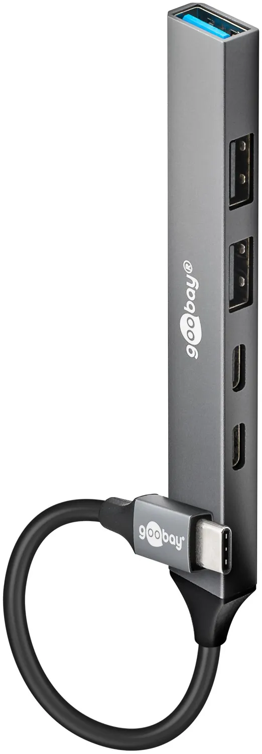 Slim 5-Port USB-Hub, USB-C auf USB-C/USB-A, 5 Gbit/s