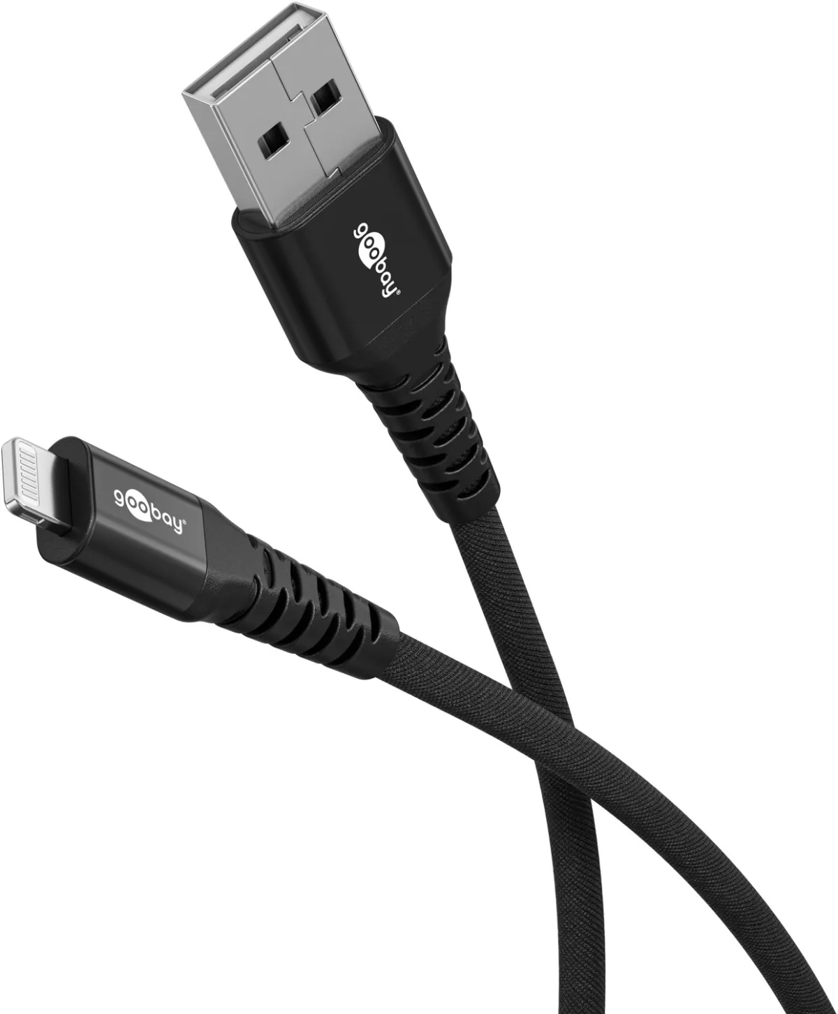 Lightning auf USB-A Supersoftes Textilkabel mit Metallsteckern, 0,5 m