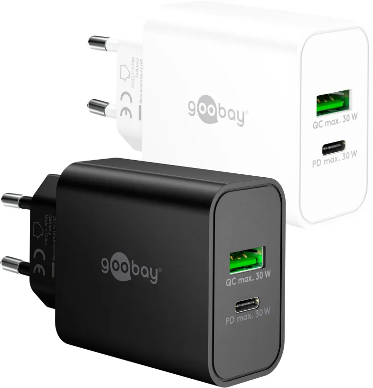 30 W USB-C PD GaN Dual-Schnellladegerät schwarz