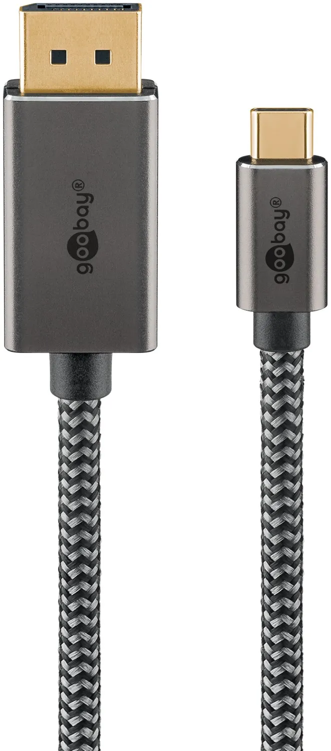 USB-C-auf-DisplayPort-Kabel, 1 m, schwarz;silber