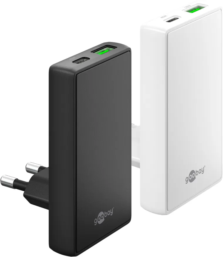 45 W USB-C PD GaN Dual-Schnellladegerät 90° Flat schwarz