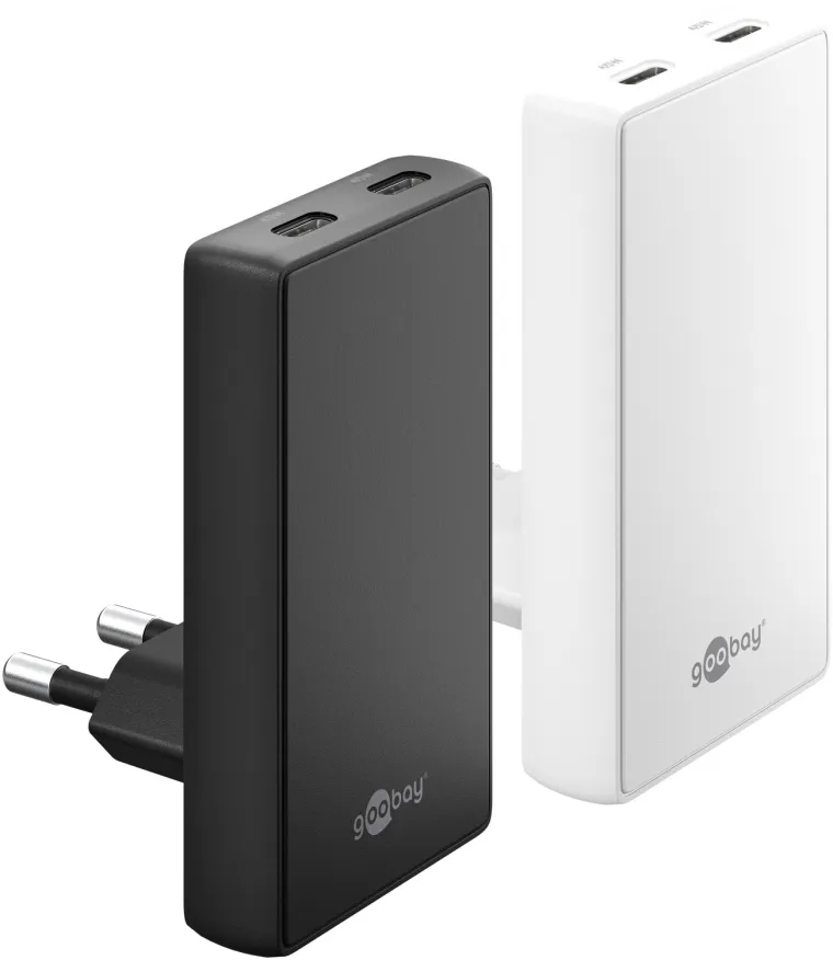 45 W USB-C PD GaN Dual-Schnellladegerät 90° Flat schwarz