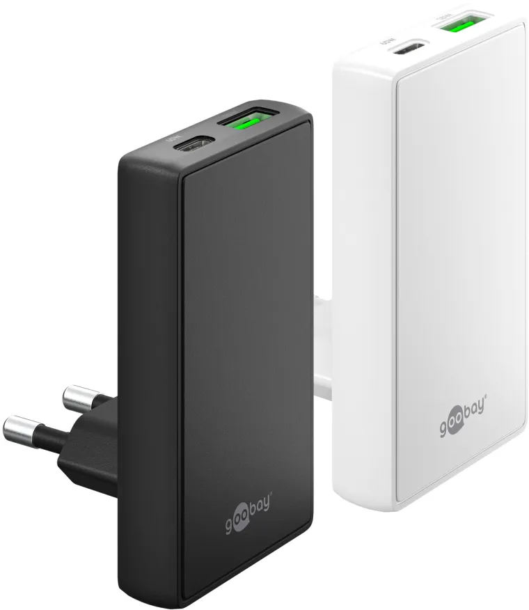 65 W USB-C PD GaN Dual-Schnellladegerät 90° Flat weiß