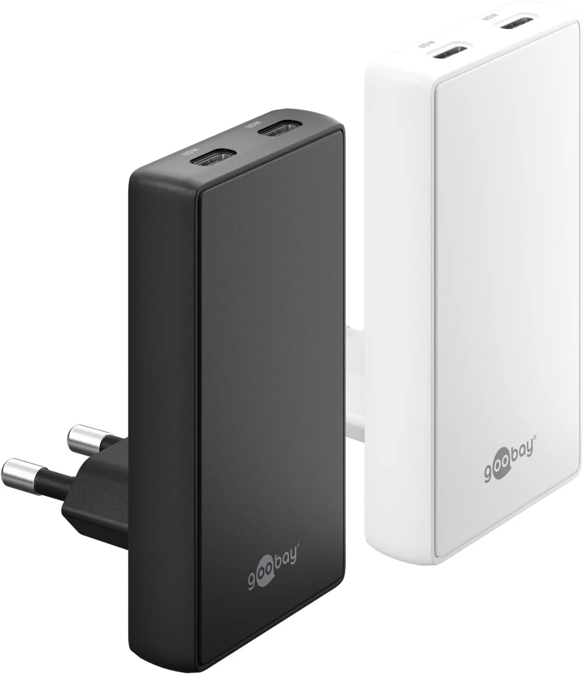 65 W USB-C PD GaN Dual-Schnellladegerät 90° Flat schwarz