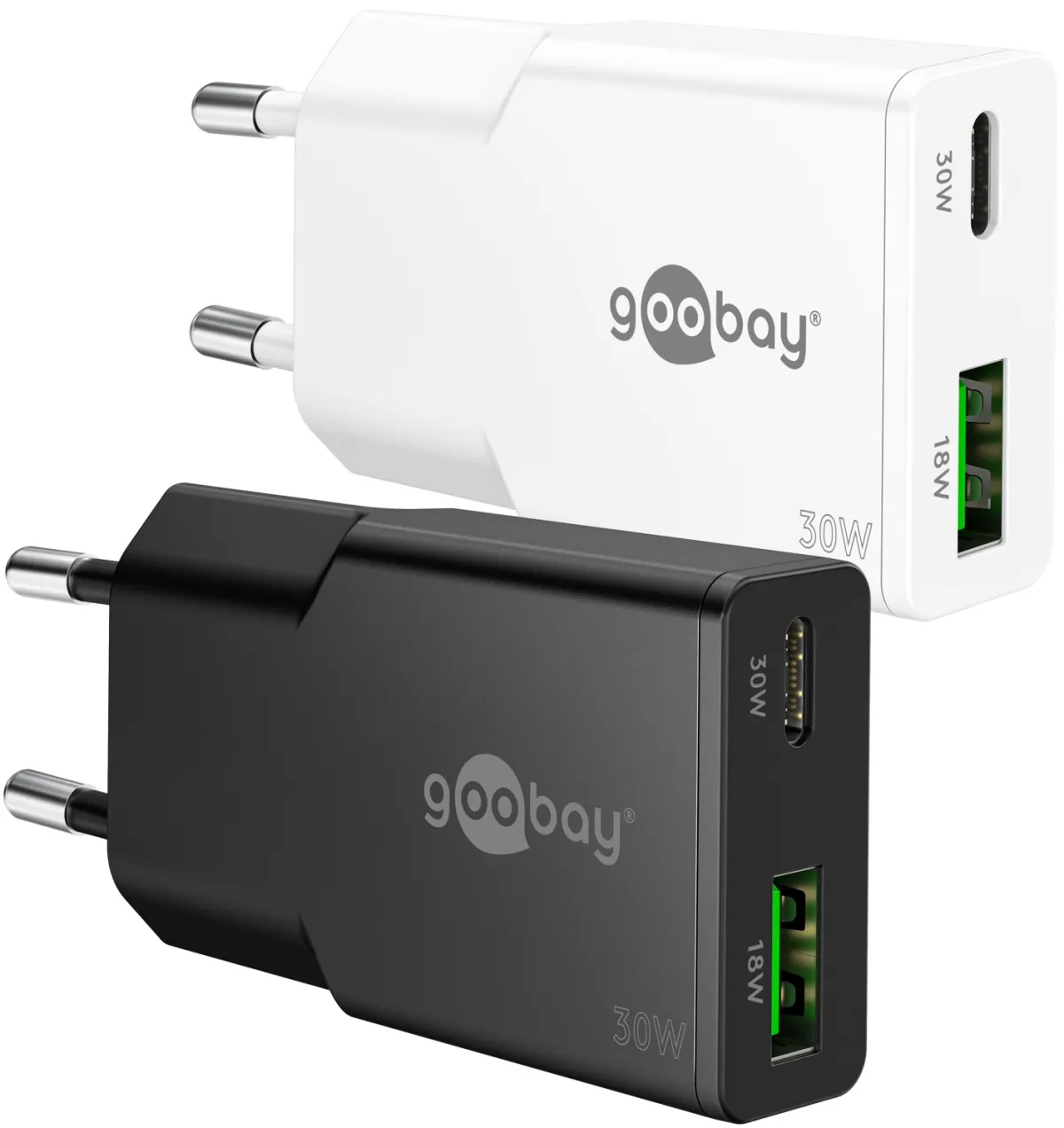 30 W USB-C PD GaN Dual-Schnellladegerät Slim weiß