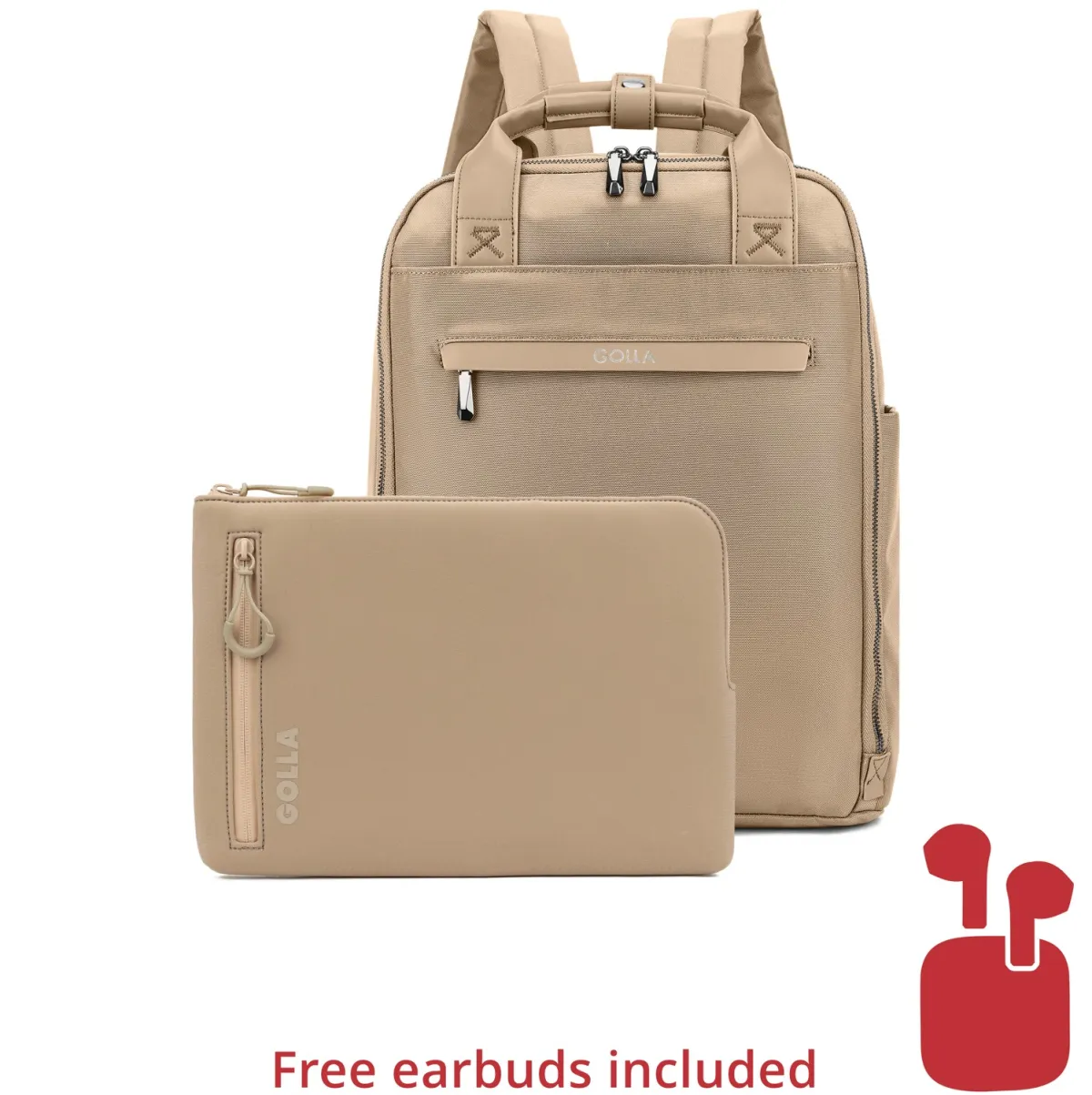Set aus Rucksack und Laptop-Sleeve 14 Zoll, Coffee