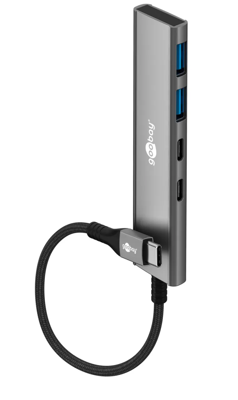 Slim 4-Port USB-Hub, USB-C auf USB-C/USB-A, 5 Gbit/s