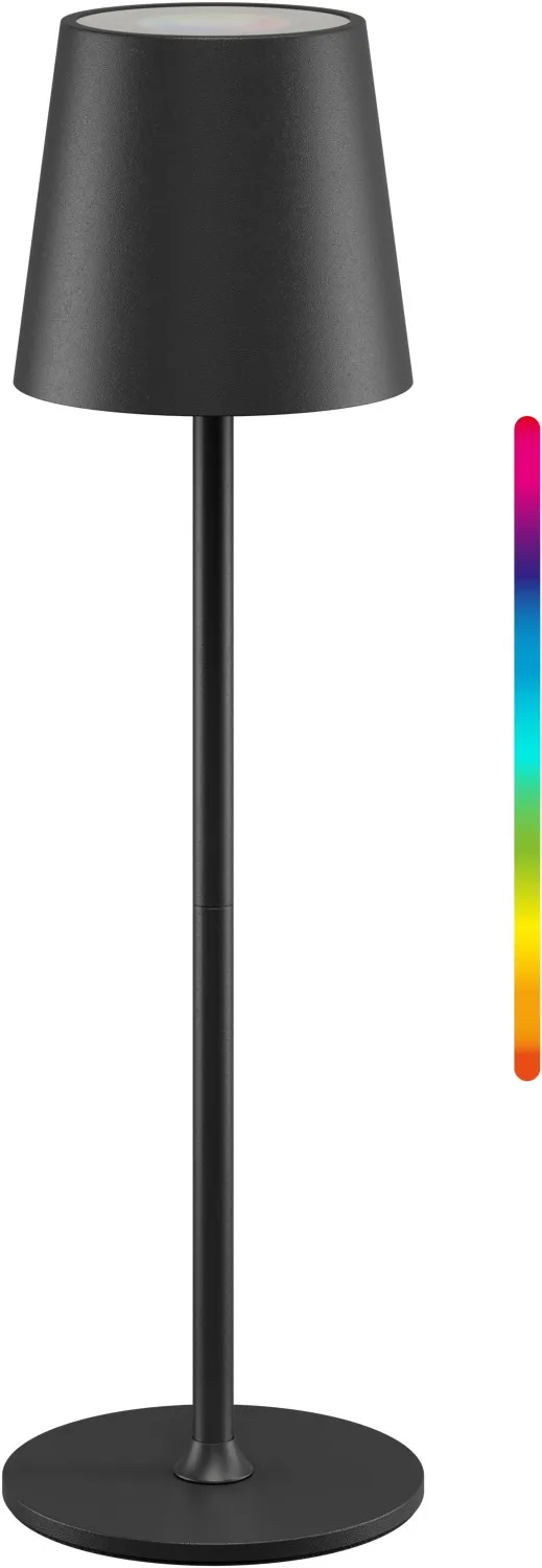 Kabellose LED-Tischleuchte, Größe M, 38 cm, RGBW, schwarz