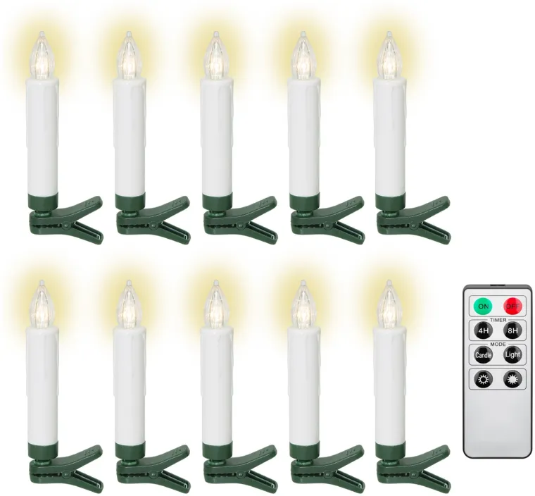 10 kabellose LED-Weihnachtsbaumkerzen