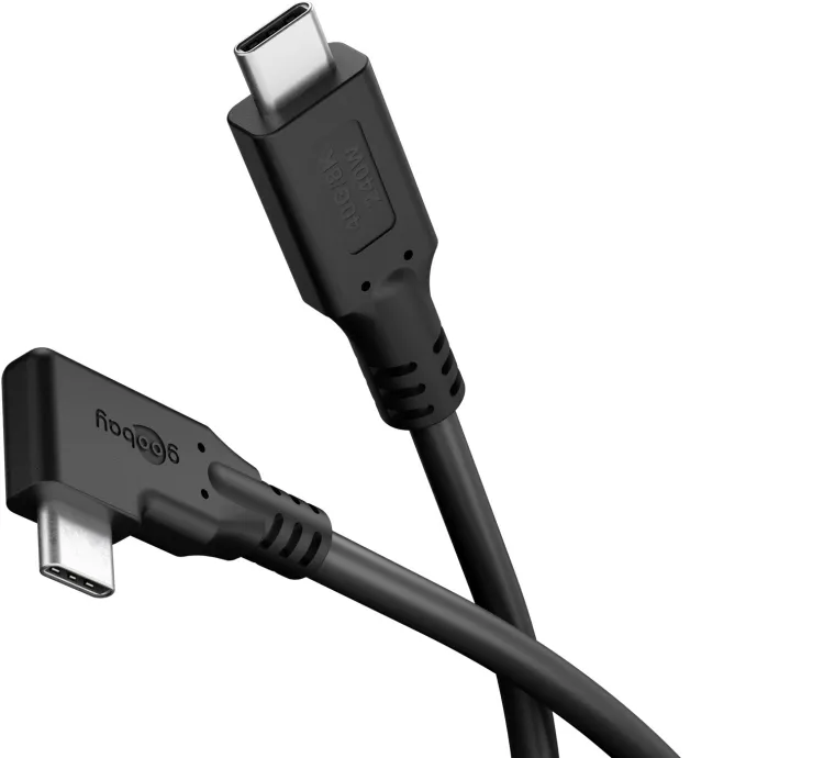 USB-C-Kabel 90°, USB4, 2 m, schwarz